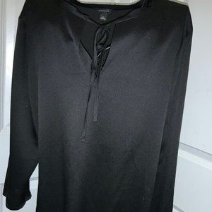 Ann Taylor Black Blouse Tie Closure